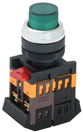 Кнопка зеленая ABLFP-22 1з+1р с подсветкой неон 240В